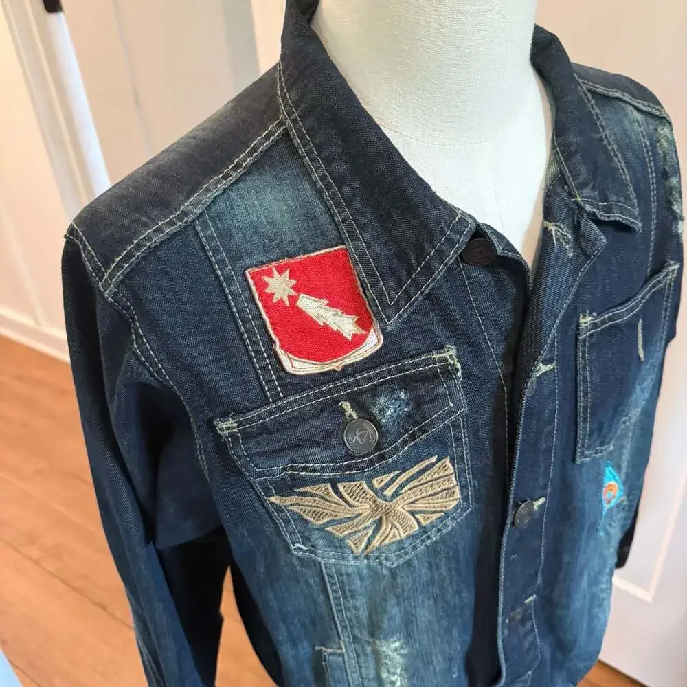 Smoke Rise Ride 2 Live Distressed Patchwork Denim Jacket - Picture 3 of 4